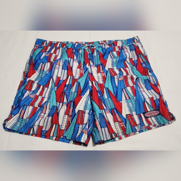 Mens Vineyard Vines Mesh Lined Sail USA Flag Swim Shorts Trunks Size Medium - Picture 4 of 6